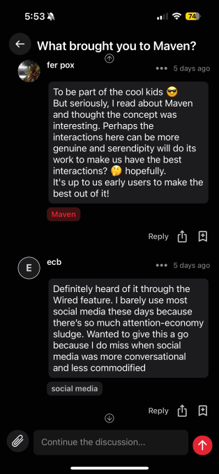 Screenshot of user discussion on Maven
