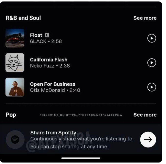 Instagram Notes Spotify integration interface