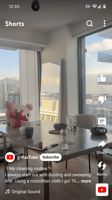 YouTube Shorts redesigned player interface