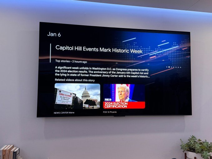 Gemini AI summarizing political news on a television