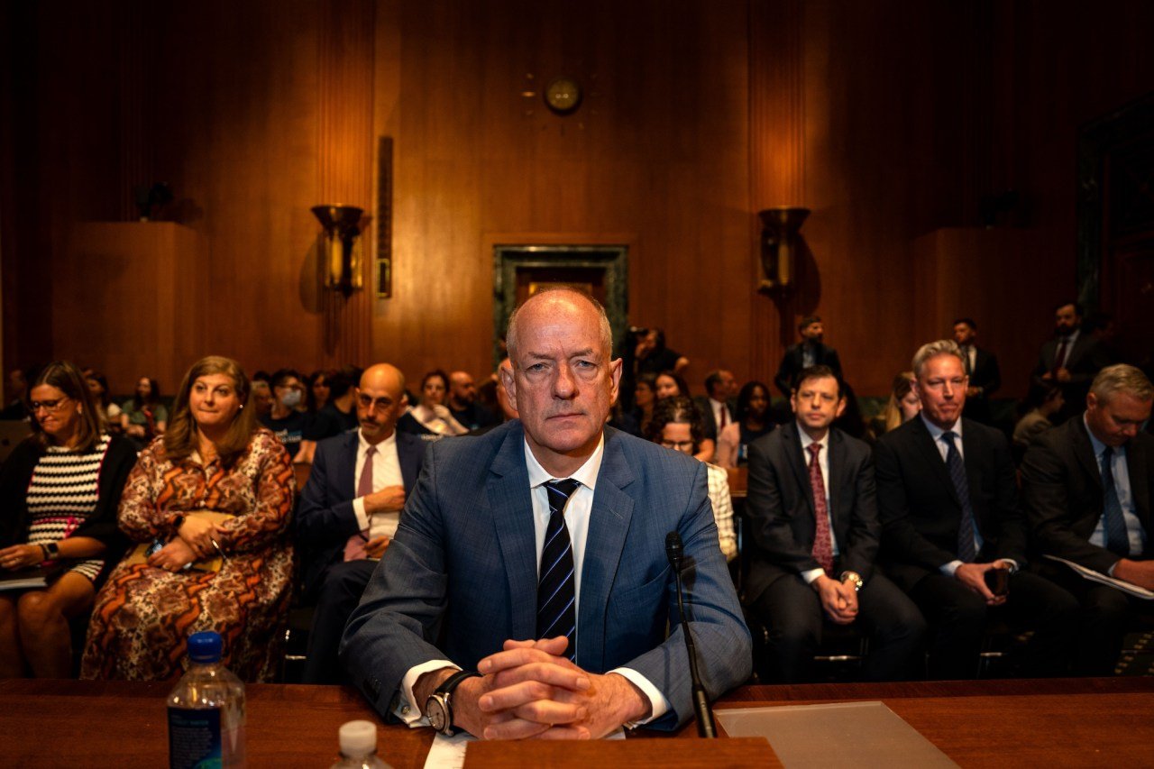 UnitedHealth CEO Andrew Witty testifies before the Senate Finance committee on Capitol Hill.