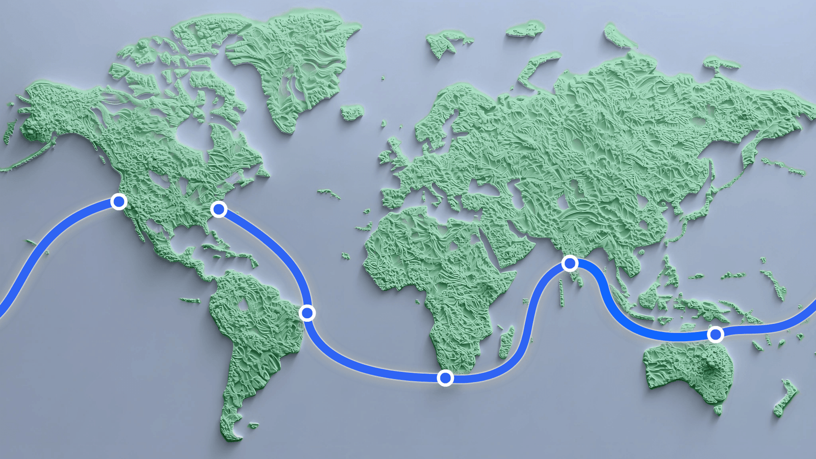 Map visualization of the subsea cable network connecting the U.S., South Africa, India, and Asia.