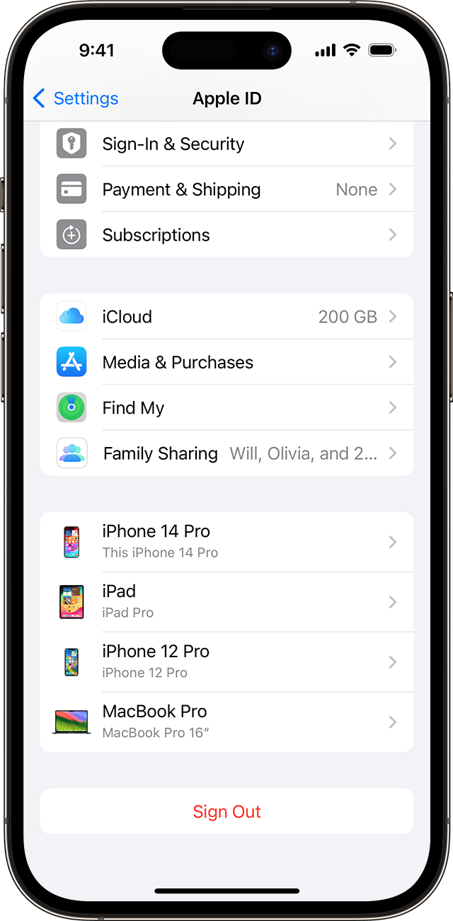 a screenshot on an iPhone showing all the logged in devices on an Apple account