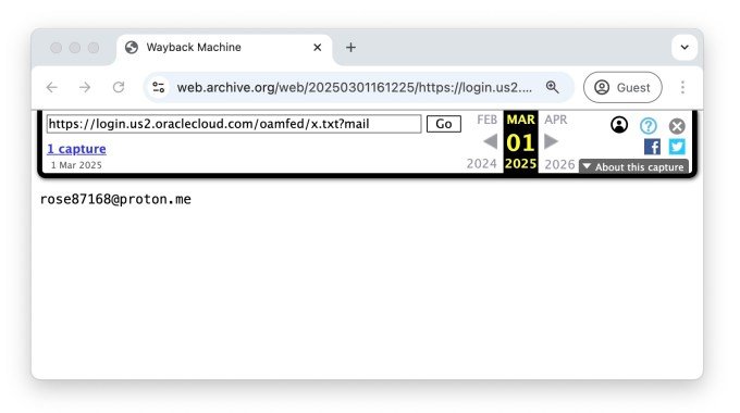 Archived text file screenshot showing proof of Oracle Cloud breach