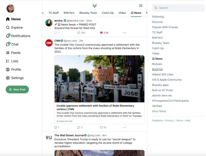 Interface of the alternative Bluesky client Deer.social