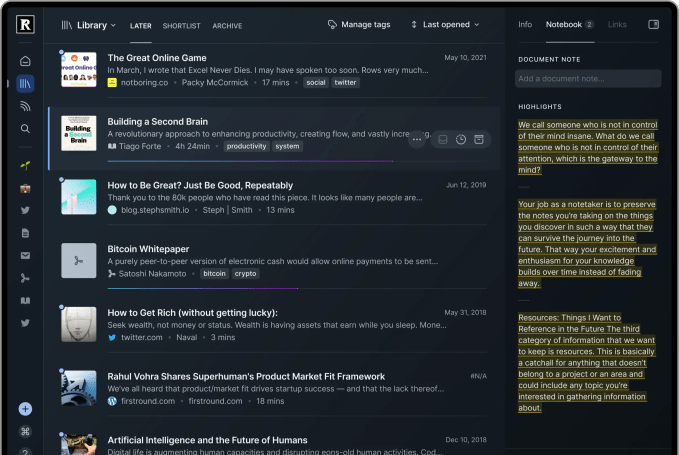 Readwise Reader app