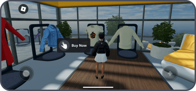In-experience shopping interface on Roblox