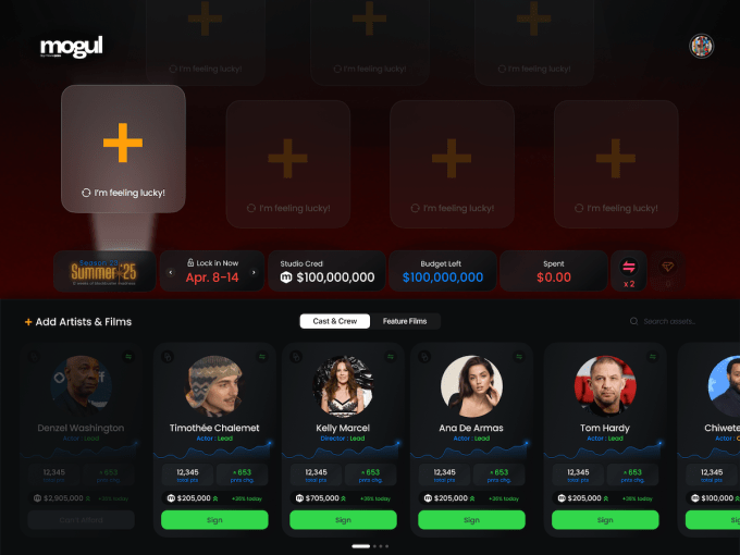 Mogul studio roster selection screen