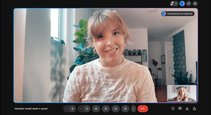 Google Meet real-time speech translation interface