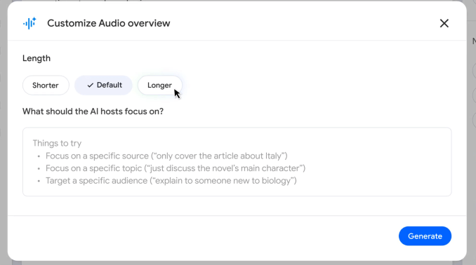 NotebookLM interface showing AI audio features