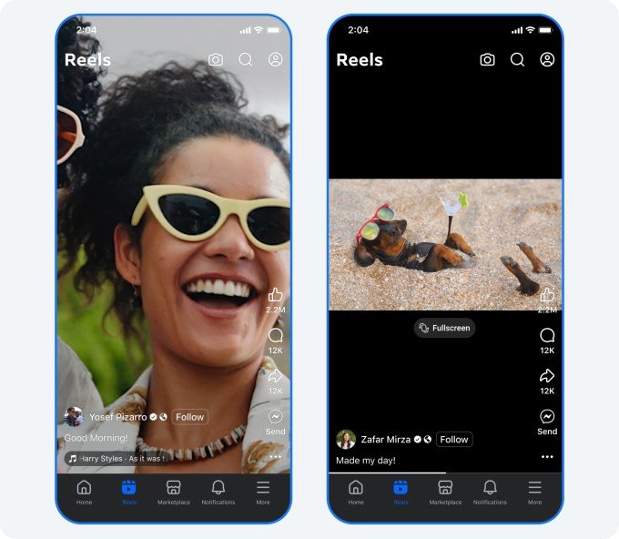 Facebook Reels interface update