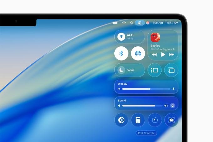 macOS Tahoe Control Center Interface