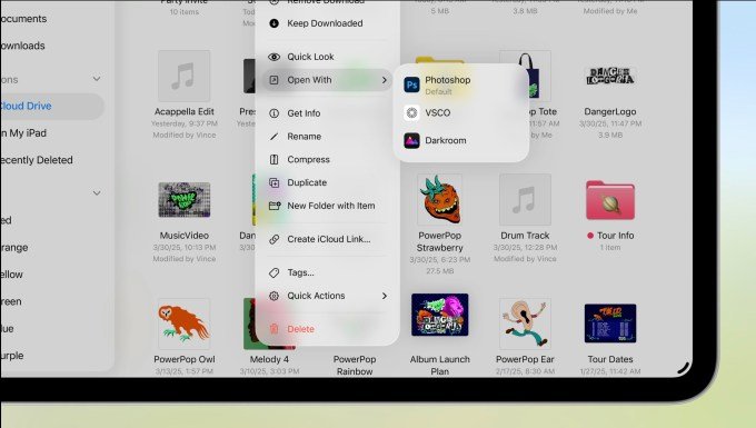 iPadOS 26 Open With functionality