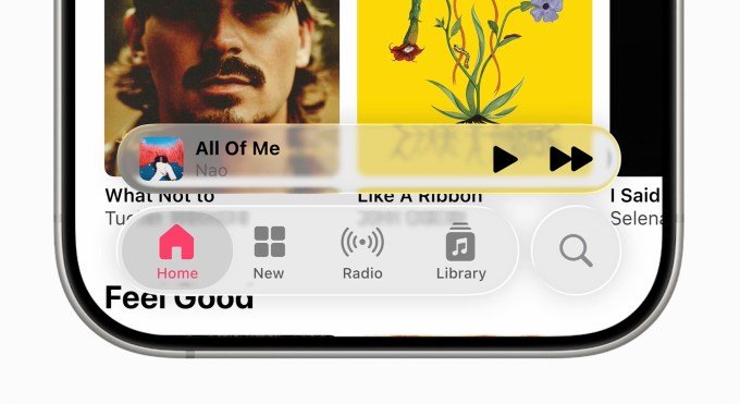 Apple Music interface with readability issues