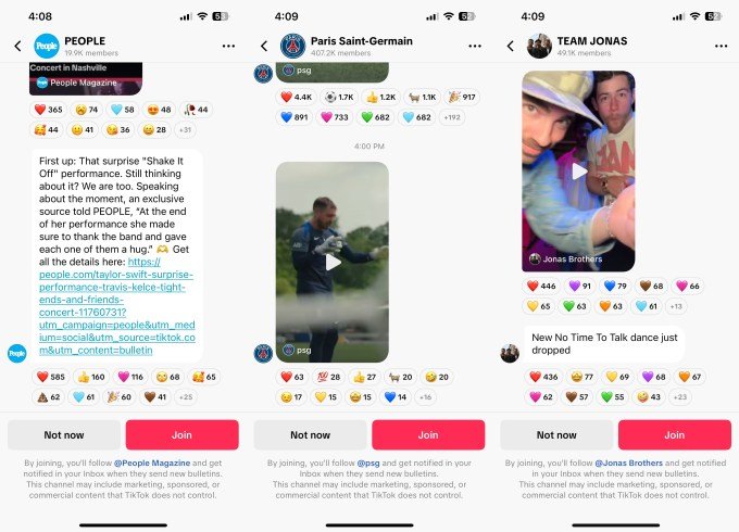 TikTok bulletin board interface