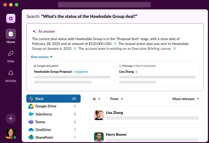 Slack AI search interface