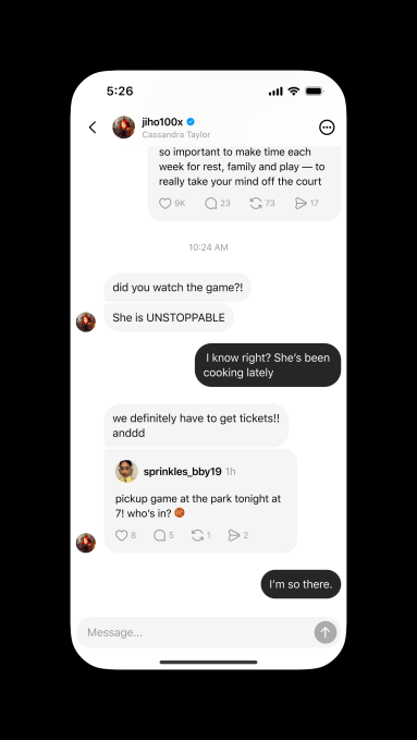One-on-one chat interface on Threads