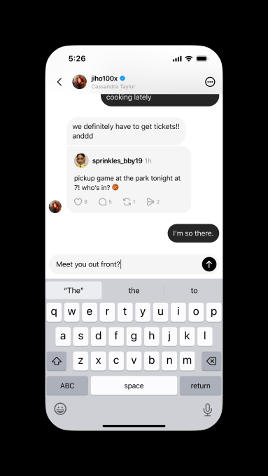 Threads direct messaging interface