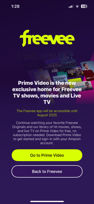 Freevee shutdown notice