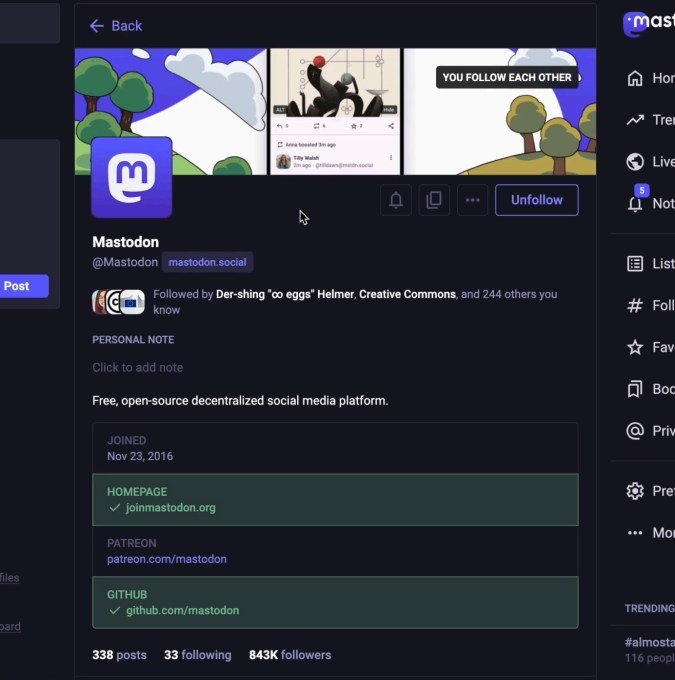 Mastodon 4.4 interface update