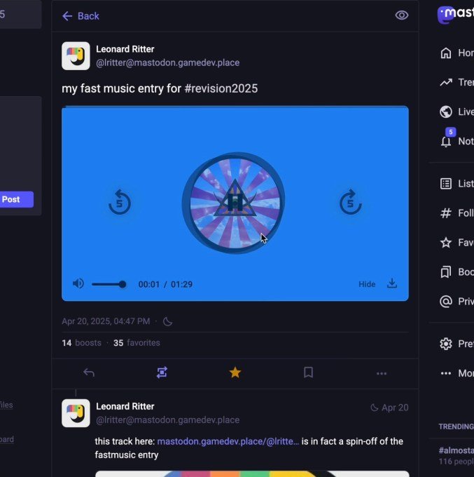Mastodon mobile media player
