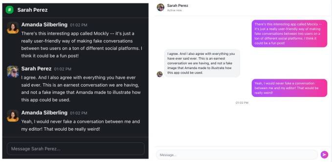 Examples of various social media interfaces generated by Mockly
