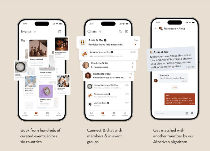 Les Amis app interface