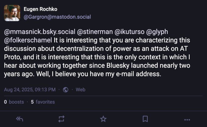 A screenshot of the Mastodon post referenced in the article