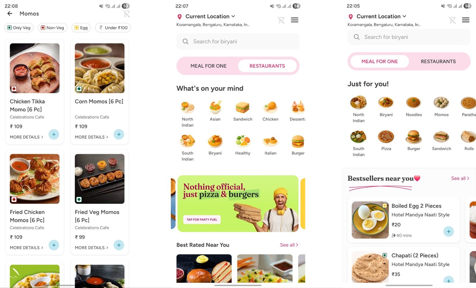 Rapido's Ownly food delivery app interface