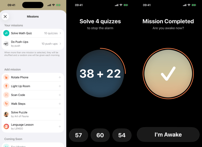 Awake app interface