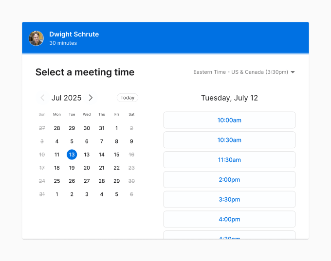 Supercal scheduling interface