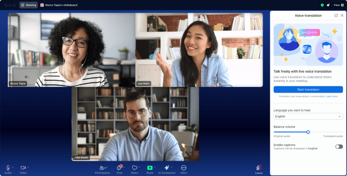 Real-time AI voice translation interface