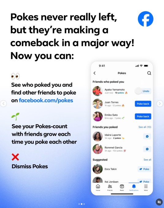 Facebook poke feature interface