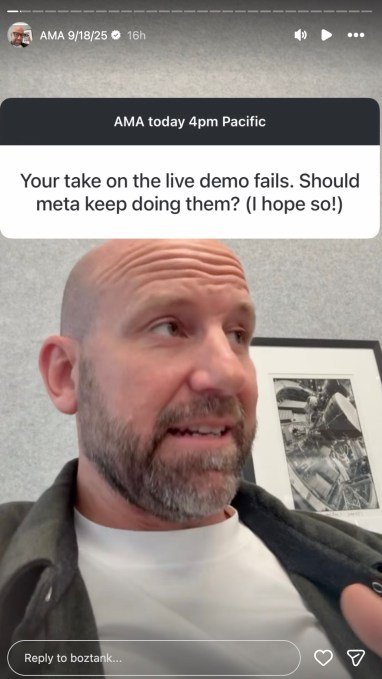 Instagram Q&A screenshot regarding Meta tech failures