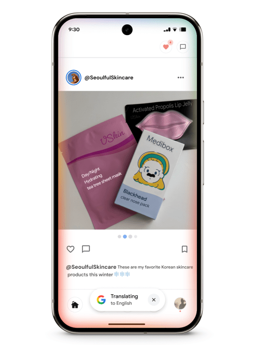 Google Circle to Search translation interface
