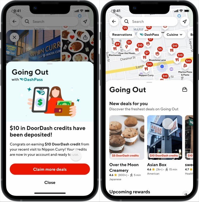 DoorDash Going Out rewards interface