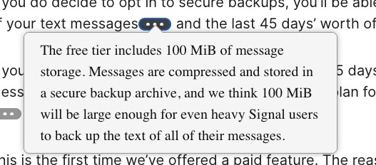 Signal backup configuration interface