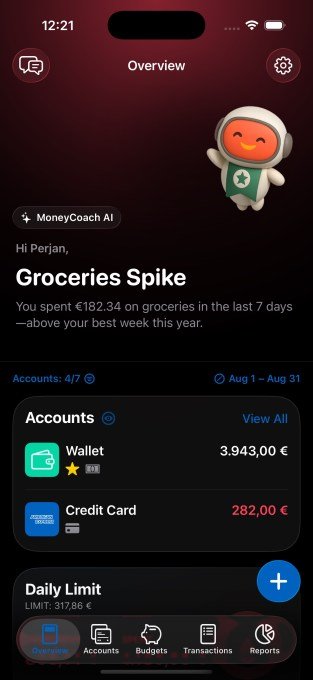 MoneyCoach financial insights interface