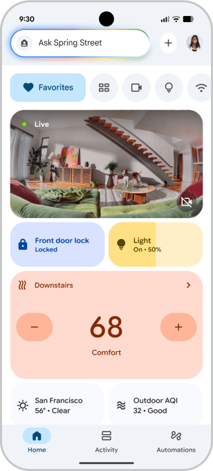 Google Home app interface