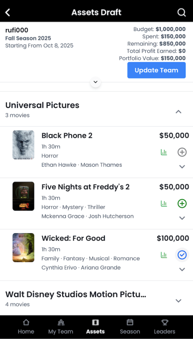 Mogul fantasy film platform interface