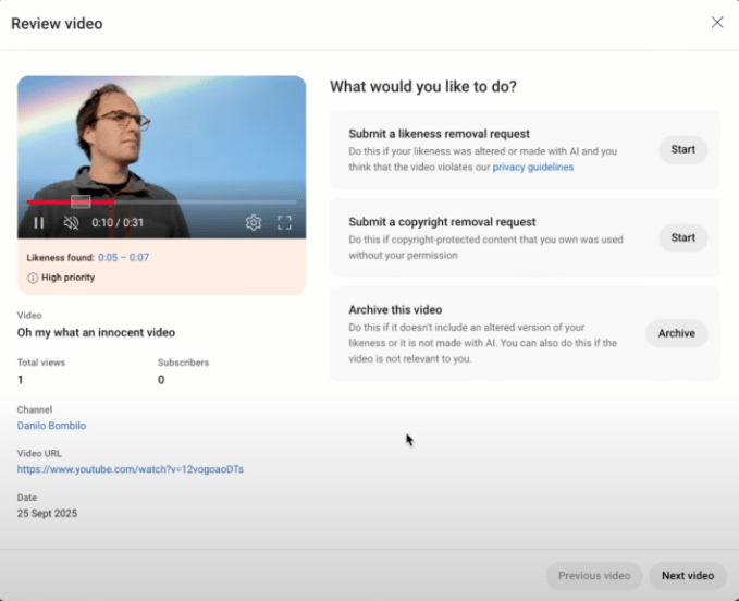Steps for YouTube likeness verification