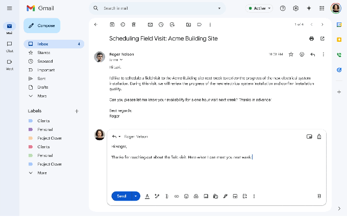 Gmail scheduling interface powered by Gemini