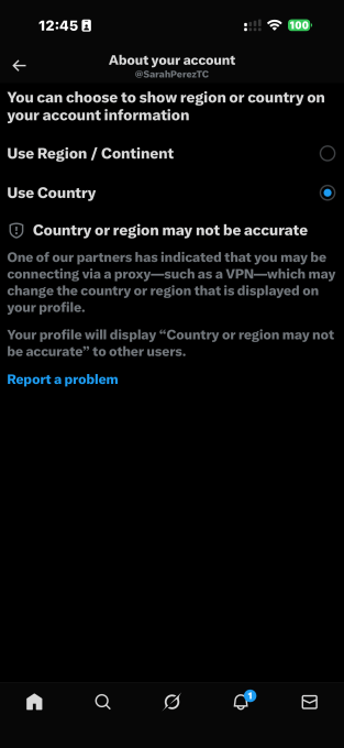 Interface of the new About this account feature on X