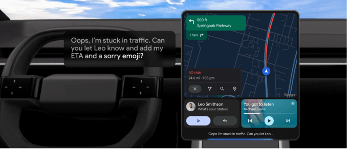 Gemini interface on Android Auto display