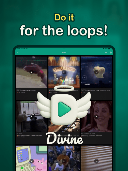 Navigation menu of the new diVine app