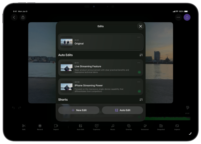 Detail AI video editor interface