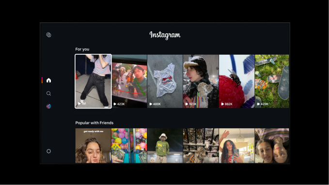 Instagram Reels interface on TV