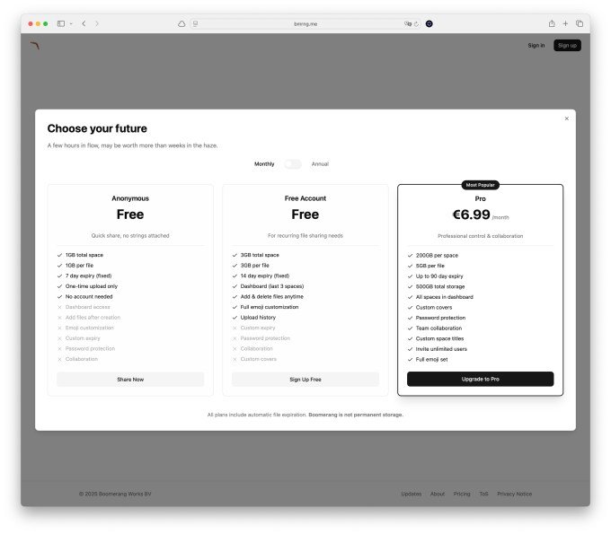 Boomerang file sharing