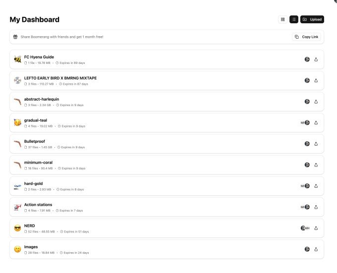 Boomerang interface
