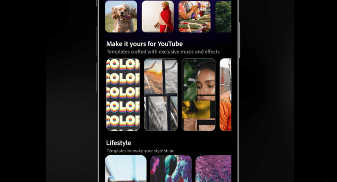 Adobe Premiere mobile interface for YouTube Shorts